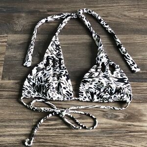 Mikoh Abstract Cutout Bikini Tie Top Adjustable Halter Small Knot Macrame